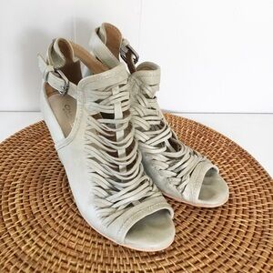 Charles By Charles David Leather Caged Heels Size 7.5 Taupe
